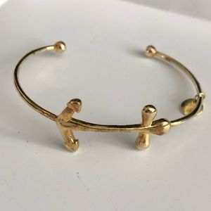 Gold-Plated Sterling Silver Anchor Bangle Bracelet